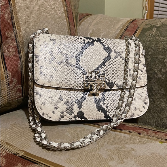 Tory Burch Britten Snake Embossed Convertible Crossbody Bag - Picture 3 of 10